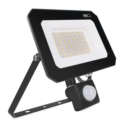 Emos - LED floodlight SIMPO with motion sensor, 50 W, black, neutral white