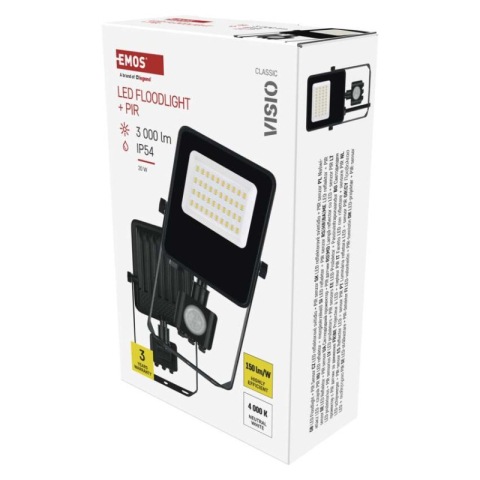 LED Floodlight VISIO with motion sensor, 20 W, black, neutral white [1]