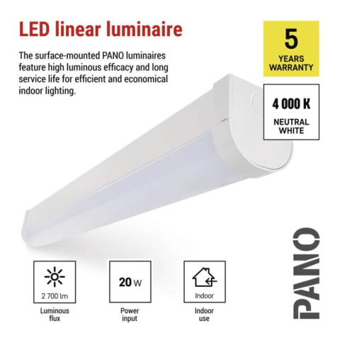LED linear luminaire PANO 20W, neutral white [2]