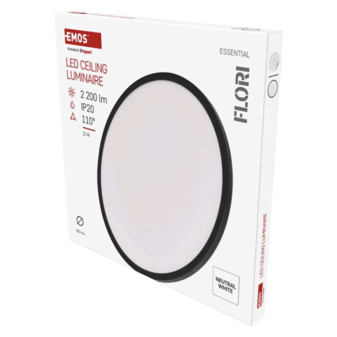 LED luminaire FLORI round, black, 22W, neutral white [1]