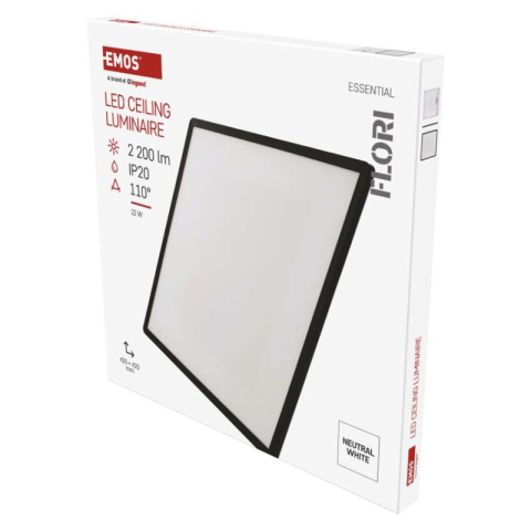 Luminaires - LED luminaire FLORI square black, 22W, neutral white