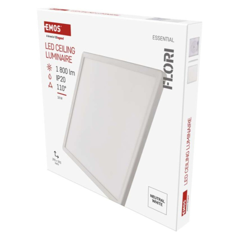 Luminaires - LED luminaire FLORI square white, 18W, neutral white