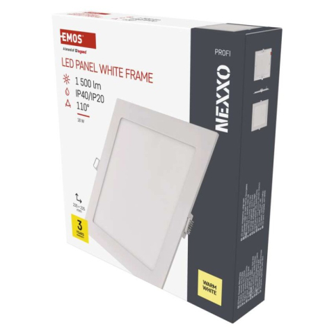Luminaires - LED recessed luminaire NEXXO, square, white, 18W, warm white