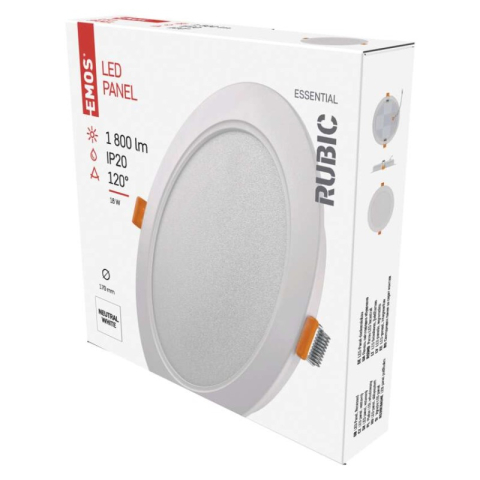 Recessed Luminaires - LED recessed luminaire RUBIC, round, white, 18W, neutral white