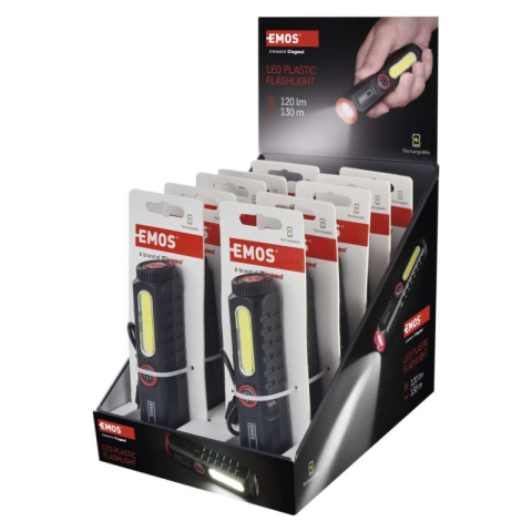 LED Working flashlights - LED rechargeable plastic flashlight P4720, 120 lm, 10 PCS, display box