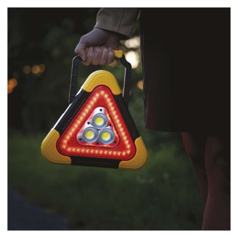 LED safety triangle, rechargeable, COB LED + red LED [2]