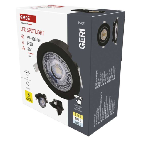Luminaires - LED Spotlight GERI black, round, 6,5W CCT