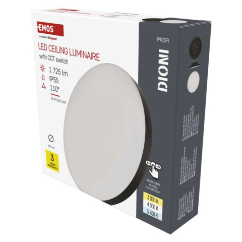 Luminaires - LED surface luminaire DIONI round, black, 15W, with change CCT