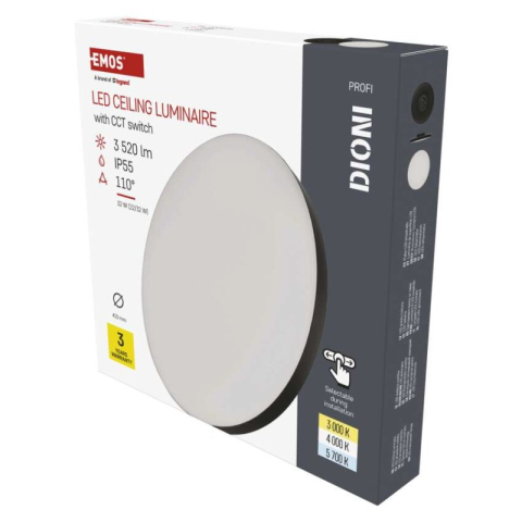 Luminaires - LED surface luminaire DIONI round, black, 32W, with change CCT