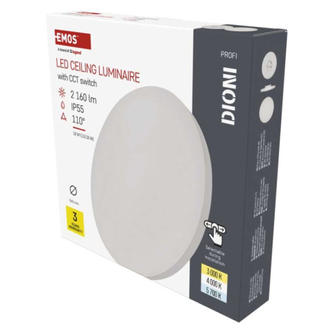 Luminaires - LED surface luminaire DIONI round, white, 18W, with change CCT