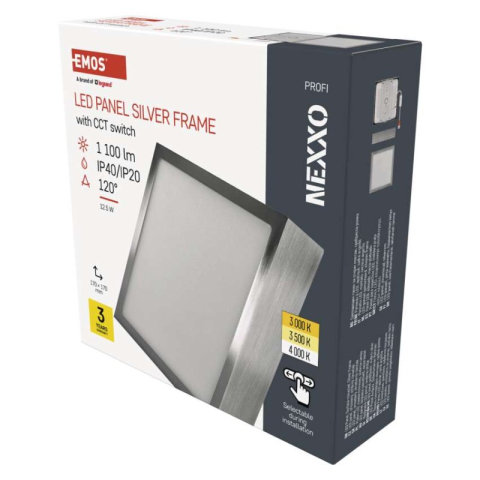 Luminaires - LED surface luminaire NEXXO, square, silver, 12.5W, with change CCT