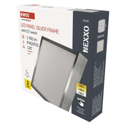 Luminaires - LED surface luminaire NEXXO, square, silver, 21W, with change CCT