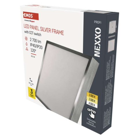 Luminaires - LED surface luminaire NEXXO, square, silver, 28.5W, with change CCT