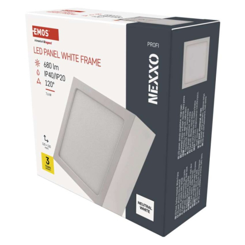 Emos - LED surface luminaire NEXXO, square, white, 7.6W, neutral white