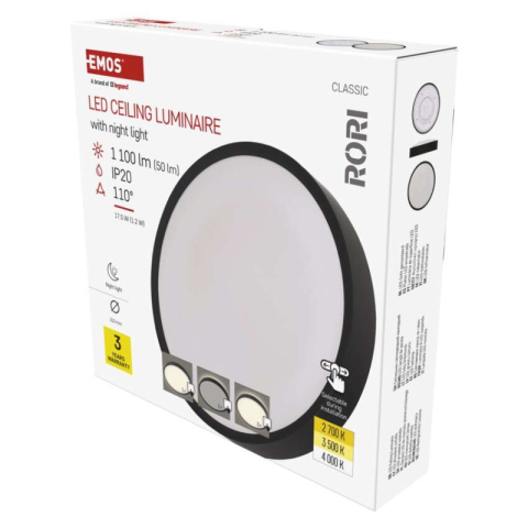 Luminaires - LED surface luminaire RORI round, black, 17W, with change CCT