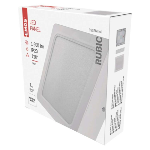 Luminaires - LED surface luminaire RUBIC, square, white, 18W, neutral white