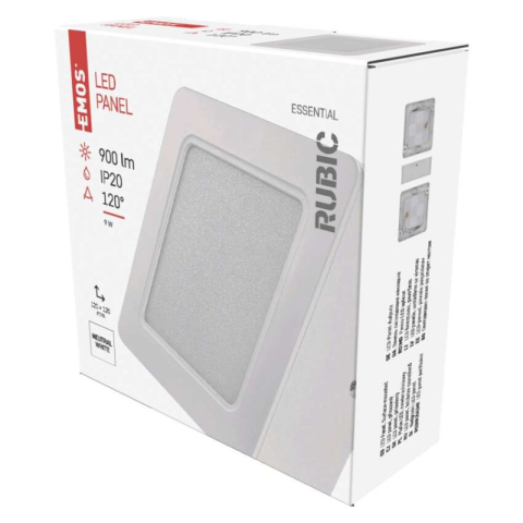 Luminaires - LED surface luminaire RUBIC, square, white, 9W, neutral white