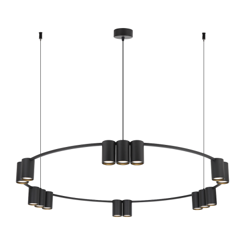 Corpuri de iluminat interior - LUSTRA GANESIS ROTUND NEGRU MARE