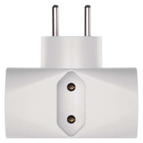 Multiple Socket 2× round + 1× rectangular, white [1]