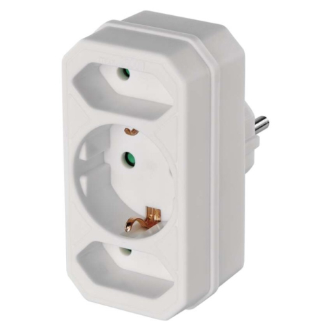 Plugs, sockets - Multiple Socket SCHUKO 2× rectangular + 1× round, white