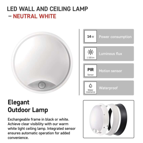 PLAFONIERA ROTUNDA ZURI LED 14W IP54 CU SENZOR DE MISCARE [4]