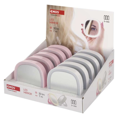 LED Working flashlights - Pocket cosmetic mirror with LED light, 10 pcs, display box