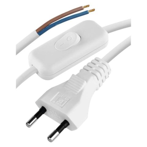 Cables - Power Cord PVC 2× 0,75mm2 with switch, 3m, white
