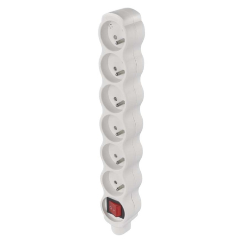 Plugs, sockets FRENCH - Power Strip without cable 6 sockets with switch, white
