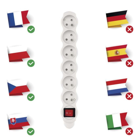 Power Strip without cable 6 sockets with switch, white [2]