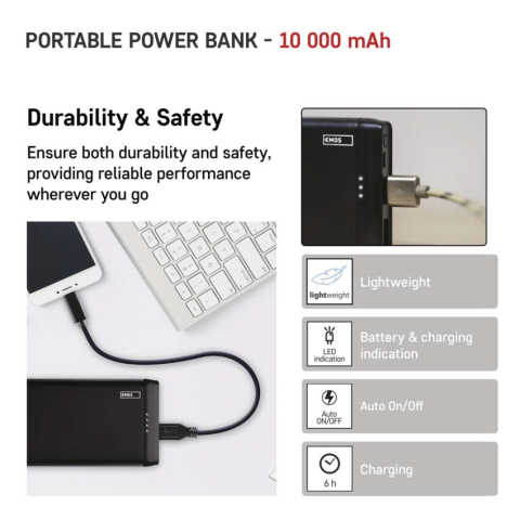 POWERBANK PORTABIL, ALPHA 10S,10W,  10000MAH, NEGRU [5]