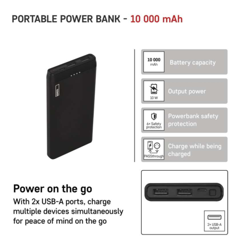 POWERBANK PORTABIL, ALPHA 10S,10W,  10000MAH, NEGRU [4]