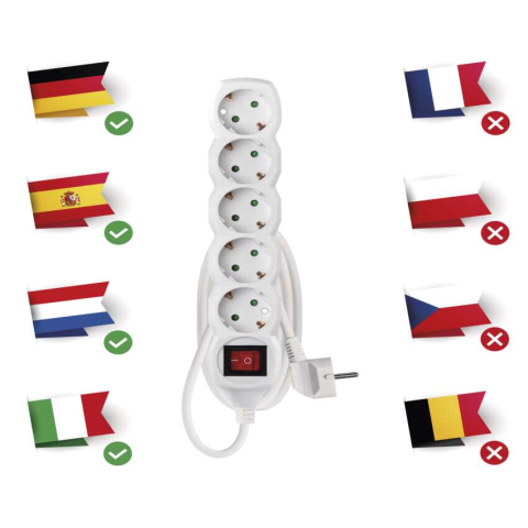 PRELUNGITOR ALB 1.5M, 5 PRIZE, CU INTRERUPATOR [6]