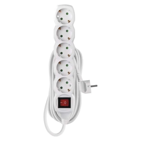 Prelungitoare - PRELUNGITOR ALB 5M, 5 PRIZE, CU INTRERUPATOR