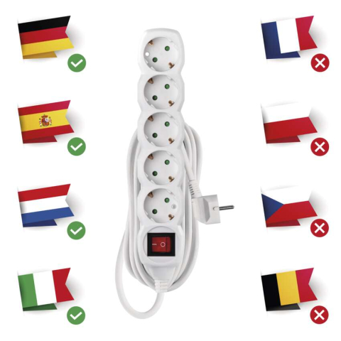 PRELUNGITOR ALB 5M, 5 PRIZE, CU INTRERUPATOR [6]