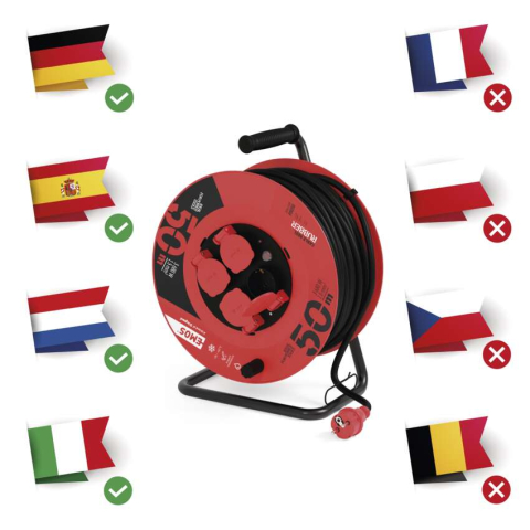 PRELUNGITOR CU TAMBUR, 50M, 4 PRIZE, 1.5MM2 [3]