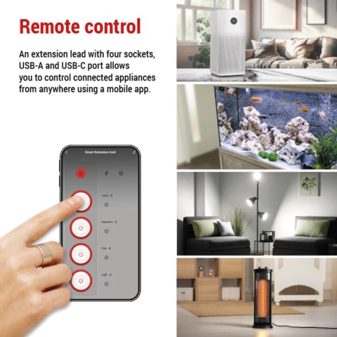 PRELUNGITOR GOSMART CU USB SI WI-FI,4 PRIZE+USB SI INTRERUPATOR 2M NEGRU [4]