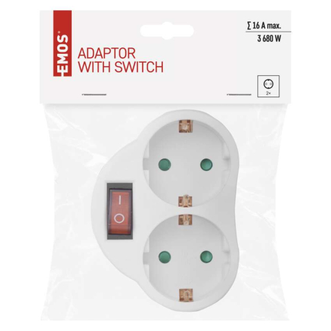 PRIZA DUBLA SCHUKO, CU INTRERUPATOR, ALB [5]