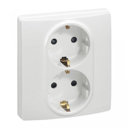 Niloe alb - PRIZA DUBLU COMPACTA ALB NILOE