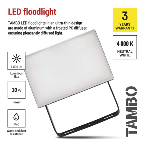 PROIECTOR LED TAMBO 10W 1000LM 4000K IP65 [7]
