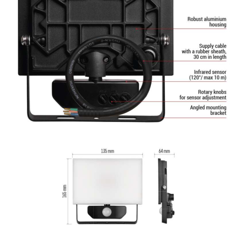 PROIECTOR LED TAMBO 20W 2000LM 4000K IP54 CU SENZOR DE MISCARE [11]