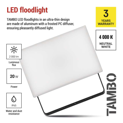PROIECTOR LED TAMBO 20W 2000LM 4000K IP65 [8]