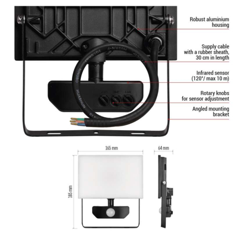 PROIECTOR LED TAMBO 30W 3000LM 4000K IP54 CU SENZOR DE MISCARE [11]