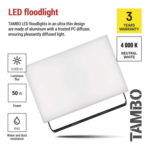 PROIECTOR LED TAMBO 50W 5000LM 4000K IP65 [8]