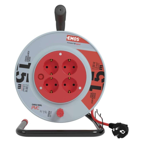 PVC Extension Cord Reel– 4 sockets, 15m SCHUKO [1]