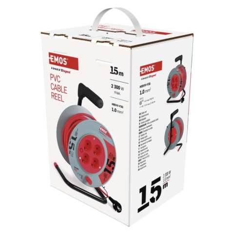 PVC Extension Cord Reel– 4 sockets, 15m SCHUKO [2]