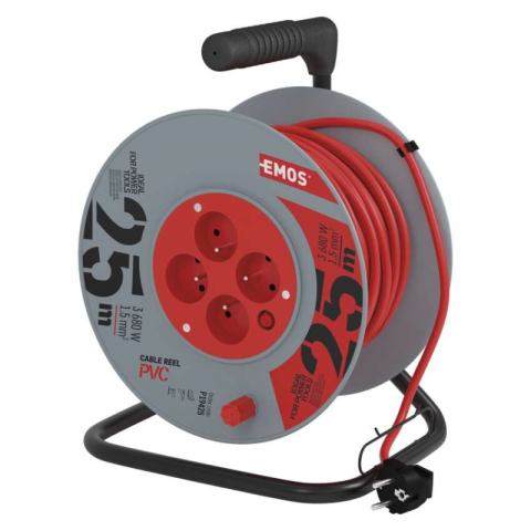 Cable reels and garden extension cords FRENCH - PVC Extension Cord Reel – 4 sockets, 25m 1,5mm2
