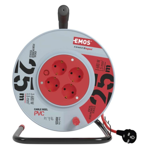 PVC Extension Cord Reel– 4 sockets, 25m, 1,5mm2 SCHUKO [1]