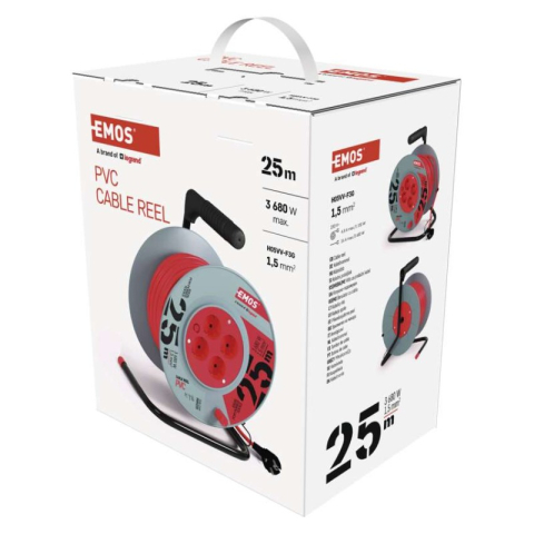 PVC Extension Cord Reel– 4 sockets, 25m, 1,5mm2 SCHUKO [2]