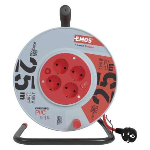 PVC Extension Cord Reel– 4 sockets, 25m, 1,5mm2 SCHUKO [1]