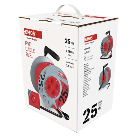 PVC Extension Cord Reel– 4 sockets, 25m, 1,5mm2 SCHUKO [2]